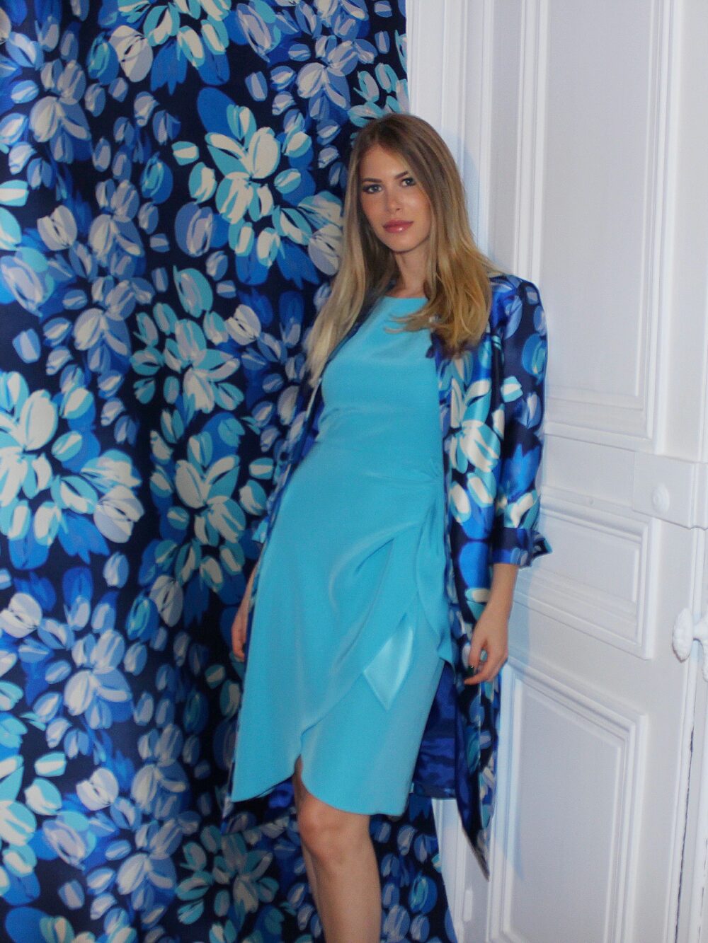 E23-Tailleur Robe TANYA Fez Azur + Manteau MONTANA PATNA Azur